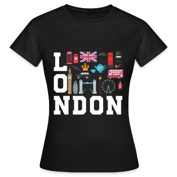 London England UK Great Britain - Frauen T-Shirt - Schwarz - Vorne - AI Model Female 172 dark (172cm)