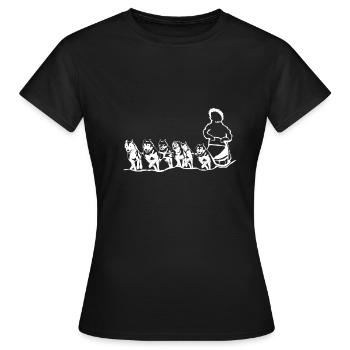 Huskys Schlittenhunde mit dem Musher - Frauen T-Shirt - Schwarz - Vorne - AI Model Female 172 dark (172cm)