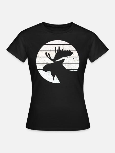 Elch, Skandinavien, Vintage, Norwegen Geschenk - Dame-T-shirt - sort
