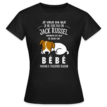 je ne suis pas un jack russel - T-shirt Femme - noir - Devant - AI Model Female 172 dark (172cm)