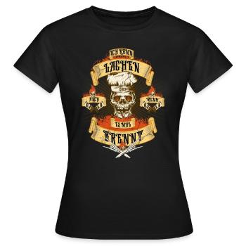 Ich Lache Wenns Brennt-Design - Frauen T-Shirt - Schwarz - Vorne - AI Model Female 172 dark (172cm)