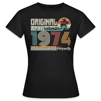 April 1974 anniversary April 1974 gift 1974 - Women's T-Shirt - black - Front - AI Model Female 172 dark (172cm)