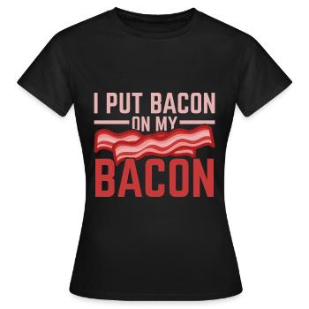 Ich lege Speck auf meinen Speck Fleischliebhaber S - Frauen T-Shirt - Schwarz - Vorne - AI Model Female 172 dark (172cm)