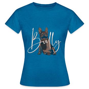 Bully font - Women's T-Shirt - antique blue sapphire heather - Front - AI Model Female 172 dark (172cm)