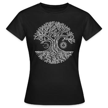 1 Baum des Lebens - Yggdrasil - Frauen T-Shirt - Schwarz - Vorne - AI Model Female 172 dark (172cm)