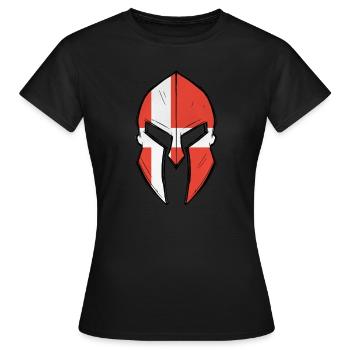 Danish flag in Spartan warrior Helmet - Frauen T-Shirt - Schwarz - Vorne - AI Model Female 172 dark (172cm)