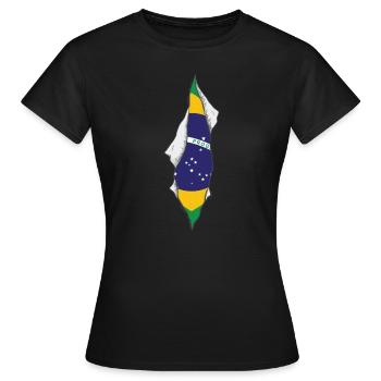 brazilian flag proud brazil - Frauen T-Shirt - Schwarz - Vorne - AI Model Female 172 dark (172cm)