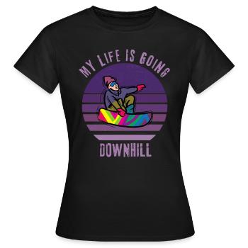 Mein Leben geht bergab - Frauen T-Shirt - Schwarz - Vorne - AI Model Female 172 dark (172cm)