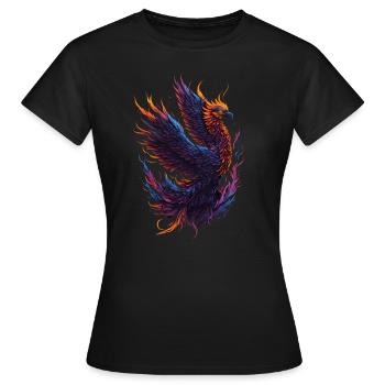 Mythischer Phönixvogel mit Flammen - Frauen T-Shirt - Schwarz - Vorne - AI Model Female 172 dark (172cm)