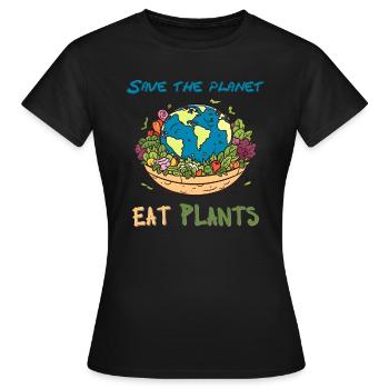 Sauver la planète manger des plantes - T-shirt Femme - noir - Devant - AI Model Female 172 dark (172cm)