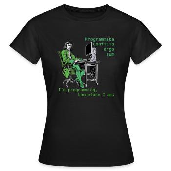 Je programme donc je suis - T-shirt Femme - noir - Devant - AI Model Female 172 dark (172cm)