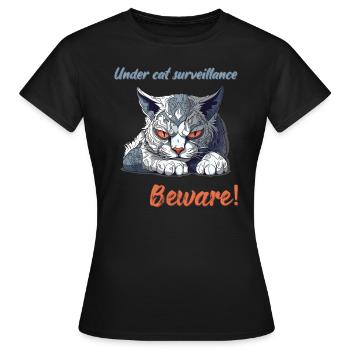 Surveillance des chats - T-shirt Femme - noir - Devant - AI Model Female 172 dark (172cm)