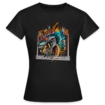 Royaume des dragons: Dragon féroce - T-shirt Femme - noir - Devant - AI Model Female 172 dark (172cm)