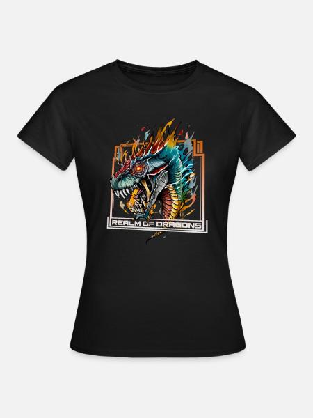 Royaume des dragons: Dragon féroce - T-shirt Femme - noir