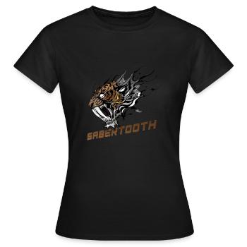 Fierce Sabertooth Tiger - Women's T-Shirt - black - Front - AI Model Female 172 dark (172cm)