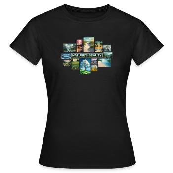 Nature's Beauty Collage - Women's T-Shirt - black - Front - AI Model Female 172 dark (172cm)