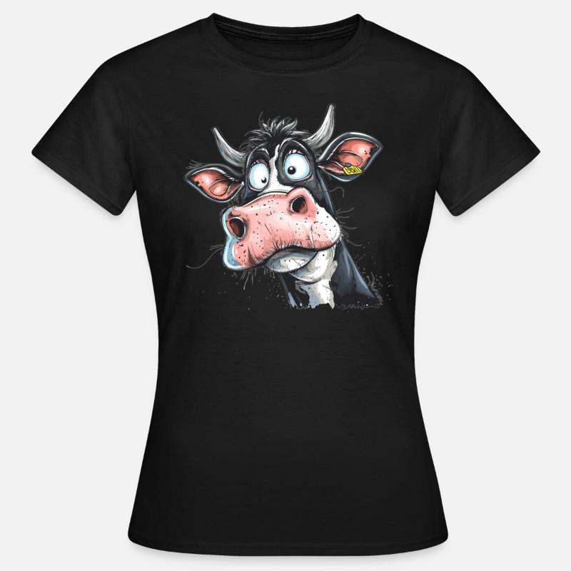 Mucca divertente - Maglietta da donna - nero
