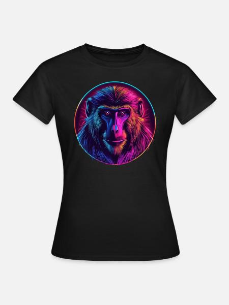 Neon Mandrill Affe - Frauen T-Shirt - Schwarz