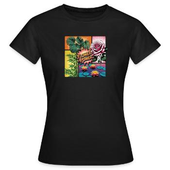 Flower Power Collage - T-shirt Femme - noir - Devant - AI Model Female 172 dark (172cm)