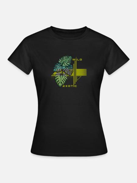 Wilde exotische Monstera-Blüte - Frauen T-Shirt - Schwarz