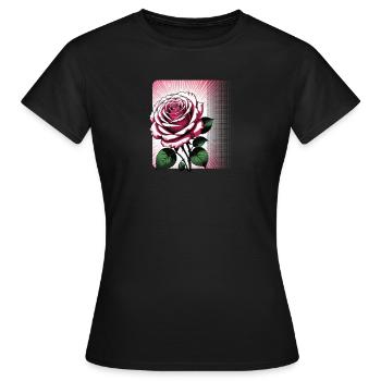 Fleur de rose rayonnante - T-shirt Femme - noir - Devant - AI Model Female 172 dark (172cm)