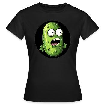 Lustige Gurke erschrocken - Frauen T-Shirt - Schwarz - Vorne - AI Model Female 172 dark (172cm)