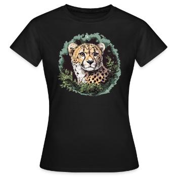 Cheetah in the green jungle - Women's T-Shirt - black - Front - AI Model Female 172 dark (172cm)