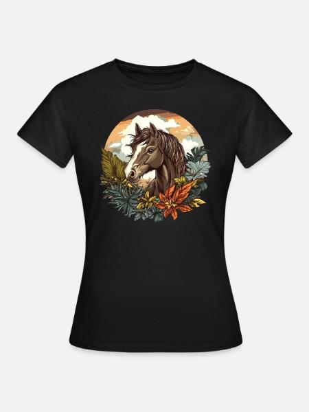 Pferd im Tropenparadies - Frauen T-Shirt - Schwarz