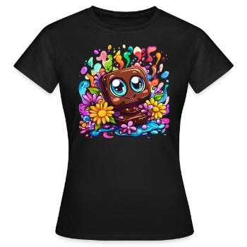 Morceau de chocolat heureux - T-shirt Femme - noir - Devant - AI Model Female 172 dark (172cm)