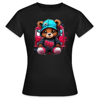 Ours streetstyle devant le train - T-shirt Femme - noir - Devant - AI Model Female 172 dark (172cm)