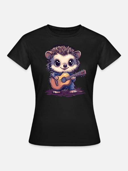 Gitarrenspielender Igel - Frauen T-Shirt - Schwarz