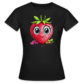 Fraise aux grands yeux - T-shirt Femme - noir - Devant - AI Model Female 172 dark (172cm)
