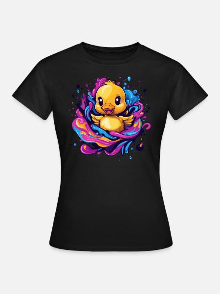 Quietschende Badeente Splash - Frauen T-Shirt - Schwarz