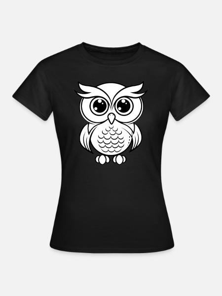 Contour de hibou mignon - T-shirt Femme - noir