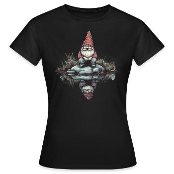 Nachdenklicher Gartenzwerg - Frauen T-Shirt - Schwarz - Vorne - AI Model Female 172 dark (172cm)