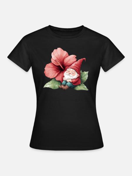 Schlafender Gartenzwerg Blüte - Frauen T-Shirt - Schwarz