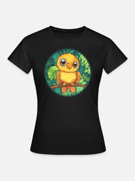 Gelber Vogel im Dschungel - Frauen T-Shirt - Schwarz