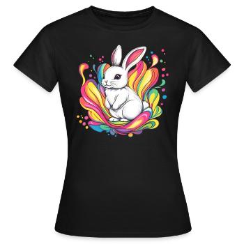 Lapin blanc avec des couleurs - T-shirt Femme - noir - Devant - AI Model Female 172 dark (172cm)
