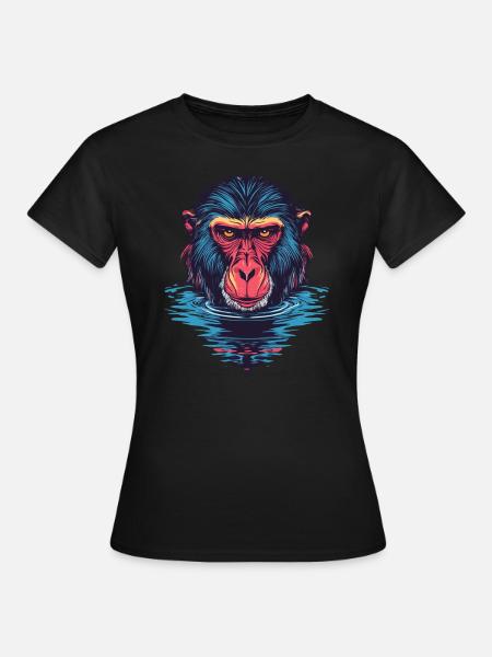Mandrill Affe im Wasser - Frauen T-Shirt - Schwarz