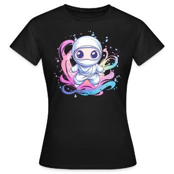 Ninja dans le tourbillon de couleurs - T-shirt Femme - noir - Devant - AI Model Female 172 dark (172cm)