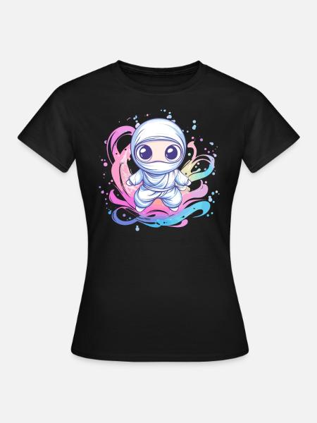 Ninja im Farbwirbel - Frauen T-Shirt - Schwarz