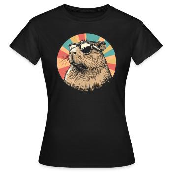 Retro Capybara Coolness - Frauen T-Shirt - Schwarz - Vorne - AI Model Female 172 dark (172cm)