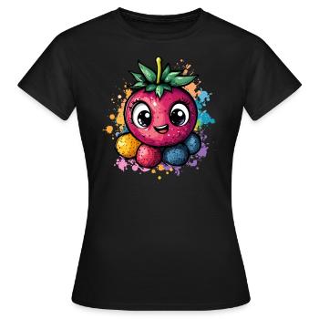 La joie des baies avec les yeux - T-shirt Femme - noir - Devant - AI Model Female 172 dark (172cm)