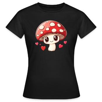 Homme chanceux avec des yeux de cœur - T-shirt Femme - noir - Devant - AI Model Female 172 dark (172cm)