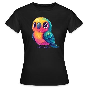 Perroquet coloré câlin - T-shirt Femme - noir - Devant - AI Model Female 172 dark (172cm)