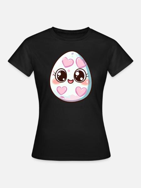 Süßes Ei mit Herzchen - Frauen T-Shirt - Schwarz