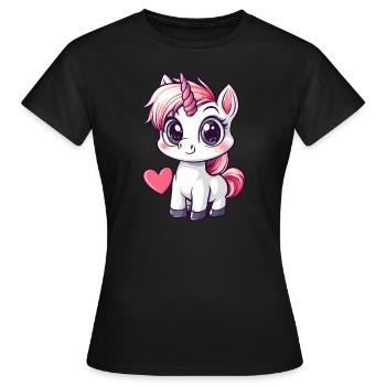Zauberhaftes Einhornherz - Frauen T-Shirt - Schwarz - Vorne - AI Model Female 172 dark (172cm)