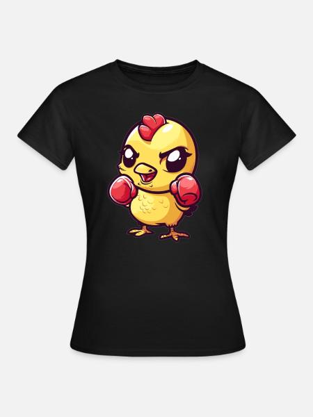 Süßes Boxendes Küken - Frauen T-Shirt - Schwarz