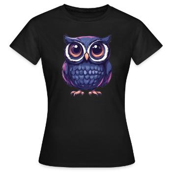 Hibou mignon aux yeux écarquillés - T-shirt Femme - noir - Devant - AI Model Female 172 dark (172cm)