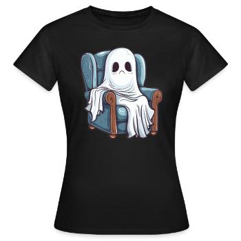 Geist auf Sessel - Frauen T-Shirt - Schwarz - Vorne - AI Model Female 172 dark (172cm)